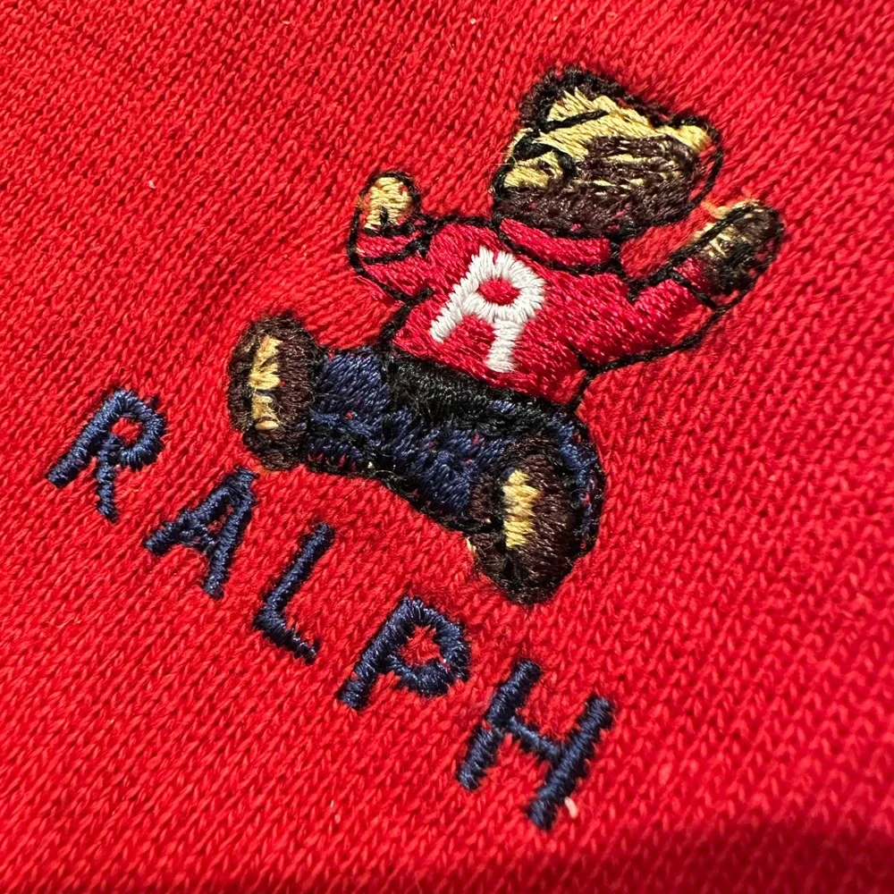 RALPH Polo Bear Red Knit Zip Coin Pouch Vintage Promo 90s Y2K